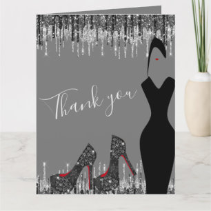 Elegant Glam Silver Gold 50 Fab Birthday Photo Dankeskarte