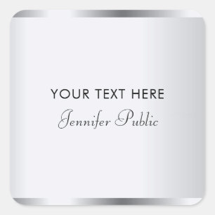 Elegant Glam Silver Template Calligrafy Script Quadratischer Aufkleber