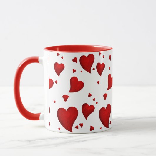 Elegant Glam Stilvolle Trendy Red Heart Valentine Tasse (Links)