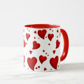 Elegant Glam Stilvolle Trendy Red Heart Valentine Tasse (VorderseiteRechts)