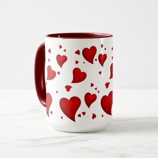 Elegant Glam Stilvolle Trendy Red Heart Valentine Tasse (Vorderseite Links)