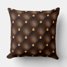 Elegant Glam Tufted Gold Diamond Chocolate Brown Kissen