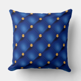 Elegant Glam Tufted Gold Diamond Royal Blue Kissen
