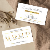 Elegant Glam White & Gold Effect Makeup Artist Visitenkarte