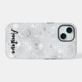 Elegant Glam White Silver Glitz Sparkle iPhone 15 Hülle (Rückseite (Horizontal))