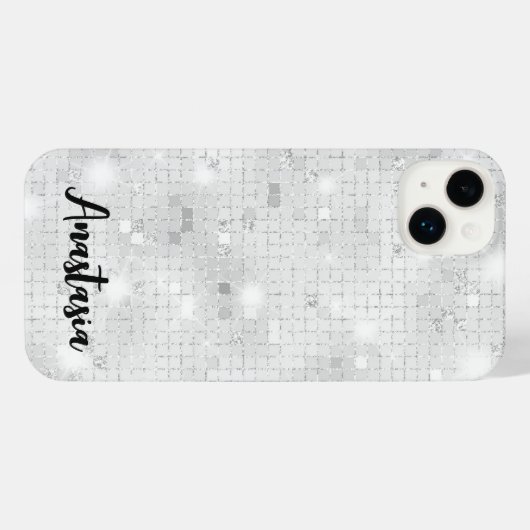 Elegant Glam White Silver Glitz Sparkle iPhone Hülle (Rückseite (Horizontal))