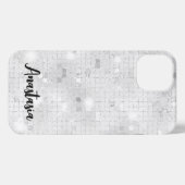Elegant Glam White Silver Glitz Sparkle iPhone Hülle (Rückseite (Horizontal))