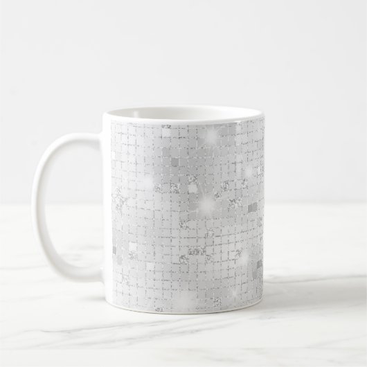 Elegant Glam White Silver Glitz Sparkle Kaffeetasse (Links)