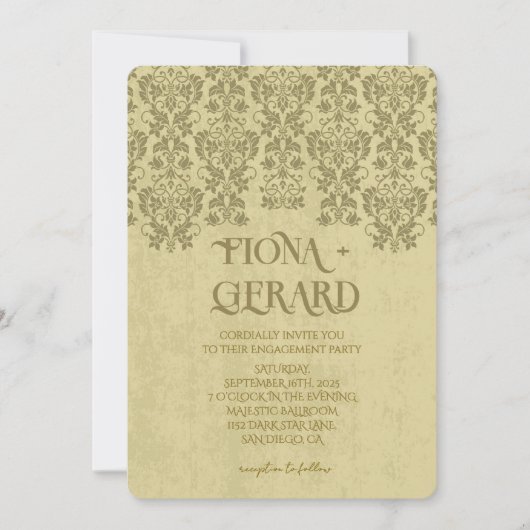 Elegant Glamor Lace Engagement Party Invitation Einladung (Vorderseite)