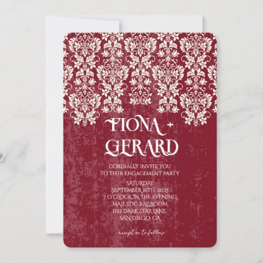 Elegant Glamor Lace Engagement Party Invitation Einladung (Vorderseite)