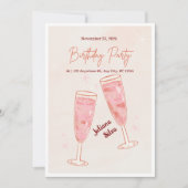 Elegant Glamorous Pink Champagne Birthday  Einladung (Vorderseite)