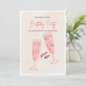 Elegant Glamorous Pink Champagne Birthday Einladung (Stehend Vorderseite)