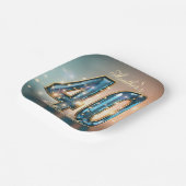 Elegant Glamorous Teal Crystal 40th Birthday Party Pappteller (Gewinkelt)