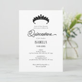 Elegant Glamour Black & White Quinceñera Einladung (Stehend Vorderseite)