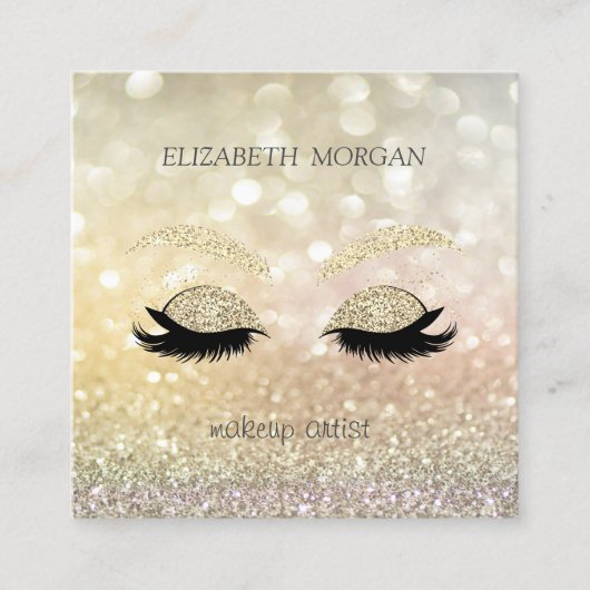 Elegant Glamour Bokeh Glitzer Imitate Lashes Quadratische Visitenkarte (Vorderseite)
