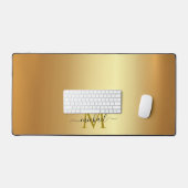 Elegant Glamour Gold Custom Name Monogram Schreibtischunterlage (Tastatur & Maus)