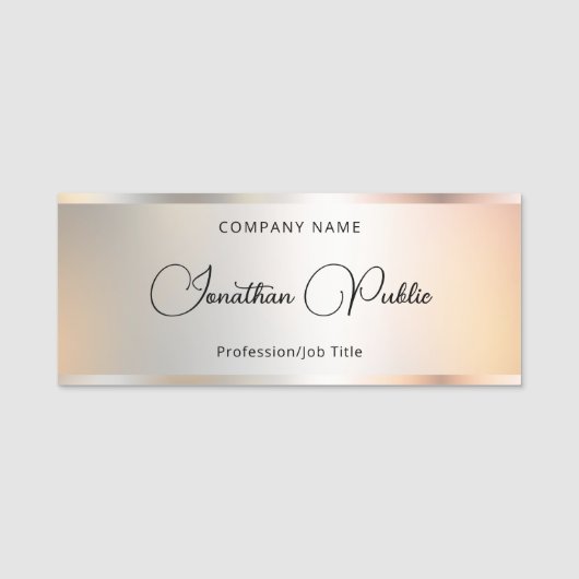 Elegant Glamour Silver Template Custom Calligraphy Namensschild (Vorderseite)