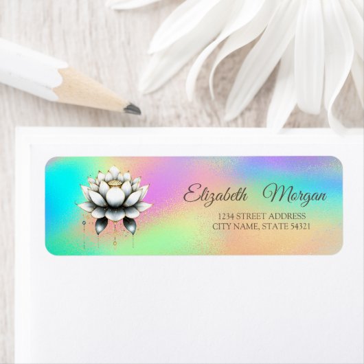 Elegant Glamour White Lotus Rainbow Holographic (Insitu)