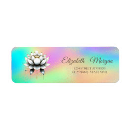 Elegant Glamour White Lotus Rainbow Holographic