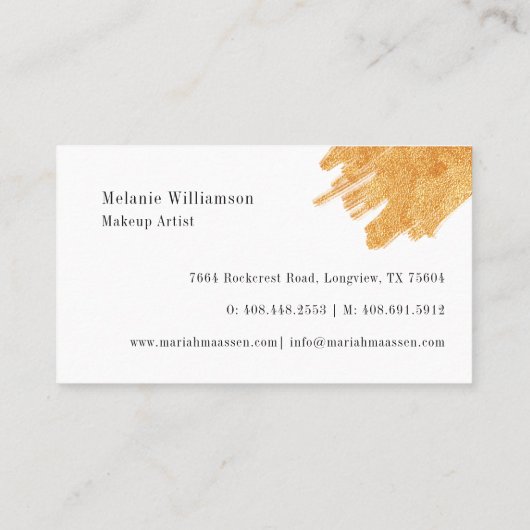 Elegant & glamourös Beauty Gold Makeup Brush Stoß Visitenkarte (Rückseite)