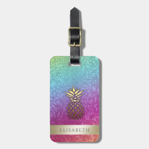 Elegant glamourös glitzernde Ananas holografisch Gepäckanhänger