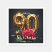 Elegant Glimmering Red Rose Gold 90th Birthday Serviette (Vorderseite)