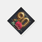 Elegant Glimmering Red Rose Gold 90th Birthday Serviette (Ecke)