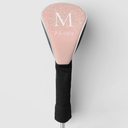 Elegant Glitter Baby Pink Monogram Name Minimal Golf Headcover (Vorderseite)