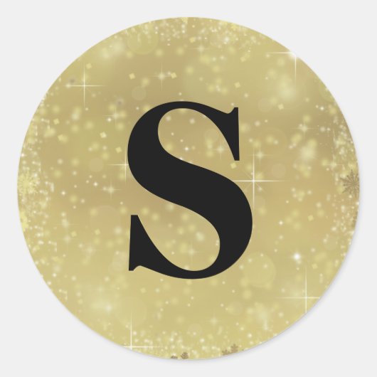 Elegant Glitter Gold Monogram Envelope Seal Runder Aufkleber (Vorderseite)