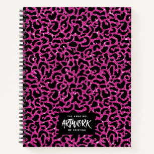 Elegant Glitter Hot Pink Sketchbook Notebook Notizblock