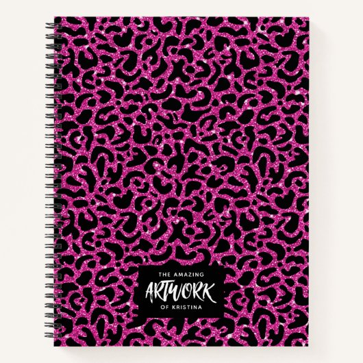 Elegant Glitter Hot Pink Sketchbook Notebook Notizblock (Vorderseite)
