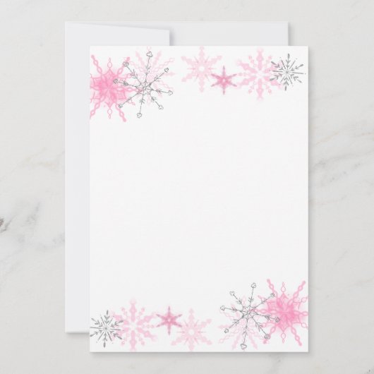 Elegant Glitter Pink Little Snowflake Baby Shower Einladung (Rückseite)