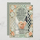 Elegant Glitter Roses Arch Romantic Couple Hands Einladung (Vorne/Hinten)