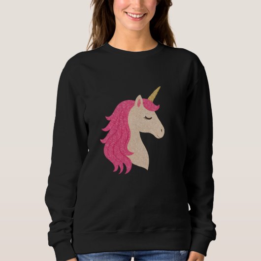 Elegant Glitter Unicorn with Sparkle Style Sweatshirt (Vorderseite)