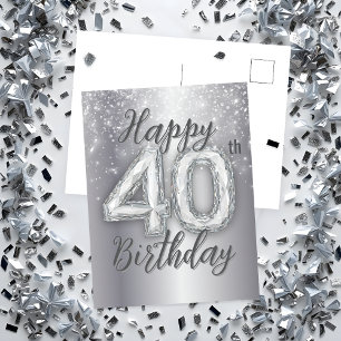 Elegant Glittering Silver Accents 40. Geburtstag Postkarte
