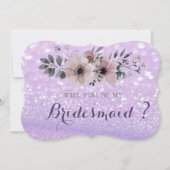 Elegant Glittery Bokeh, Blume Bridesmaid Card Einladung (Vorderseite)