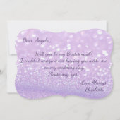 Elegant Glittery Bokeh, Blume Bridesmaid Card Einladung (Rückseite)