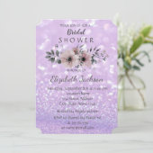 Elegant Glittery Bokeh Floral Brautparty Einladung (Stehend Vorderseite)