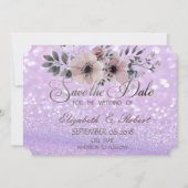Elegant Glittery Bokeh Floral Save the Date (Vorderseite)