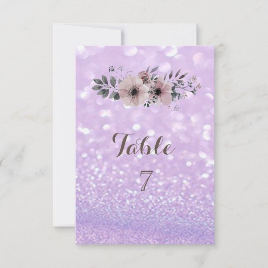 Elegant Glittery Bokeh Floral Table Card Einladung (Vorderseite)