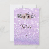 Elegant Glittery Bokeh Floral Table Card Einladung (Rückseite)