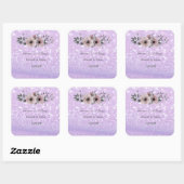 Elegant Glittery Bokeh Floral Wedding Quadratischer Aufkleber (Blatt)