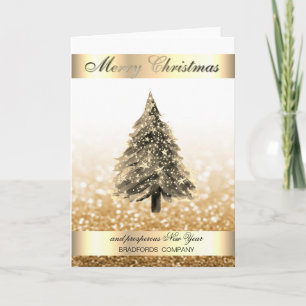 Elegant ,Glittery Bokeh Gold Christmas Tree Feiertagskarte