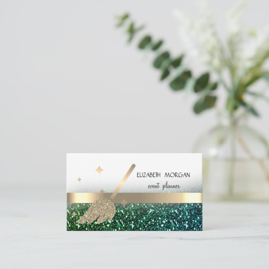 Elegant Glittery Bokeh ,Gold Streifen Zimmer Visitenkarte (Stehend Vorderseite)