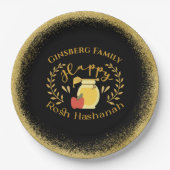 Elegant Glittery Gold Juwish Holiday Rosh Hashanah Pappteller (Vorderseite)