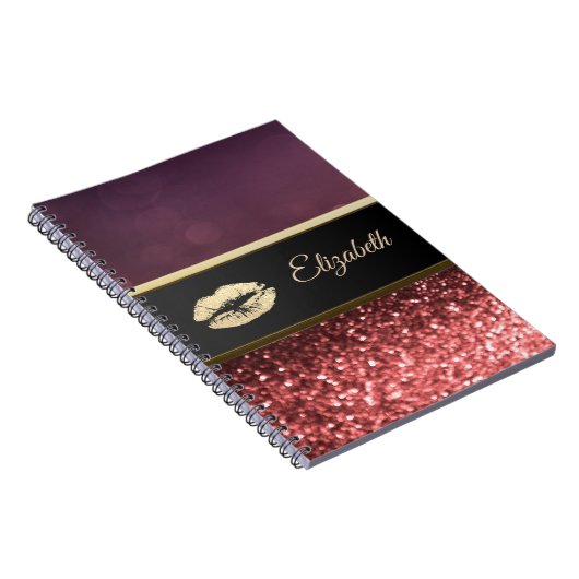 Elegant Glittery Lips Bokeh Notizblock (Rechte Seite)