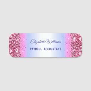 Elegant Glittery Pink Foil Name Tag Namensschild
