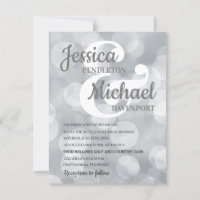 Elegant Glittery Silver Bokeh Einladung Hochzeit