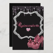 Elegant, Glitzer, Einladung von Quinceanera (Vorne/Hinten)