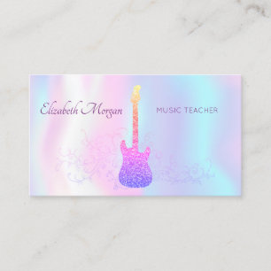 Elegant, Glitzer-Gitarre, Hologrphic Music Teacher Visitenkarte